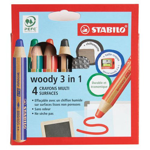 Etui 4 crayons Woody couleurs assorties thumbnail image 1