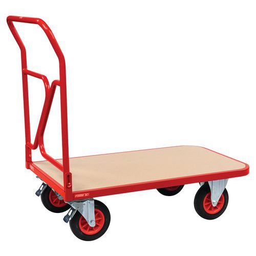 Chariot Plateau Bois Dossier Rabattable - Force 400 Kg Rouge