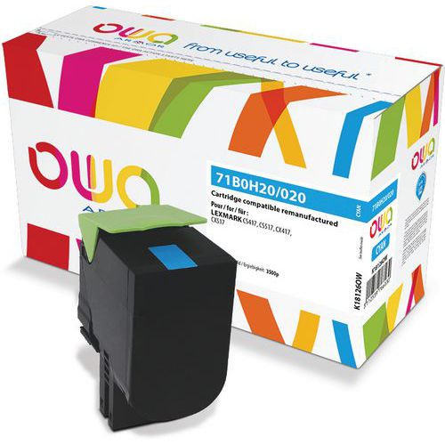 Lexmark 71b0h20/020 Toner Remanufacturé Haute Capacité Cyan