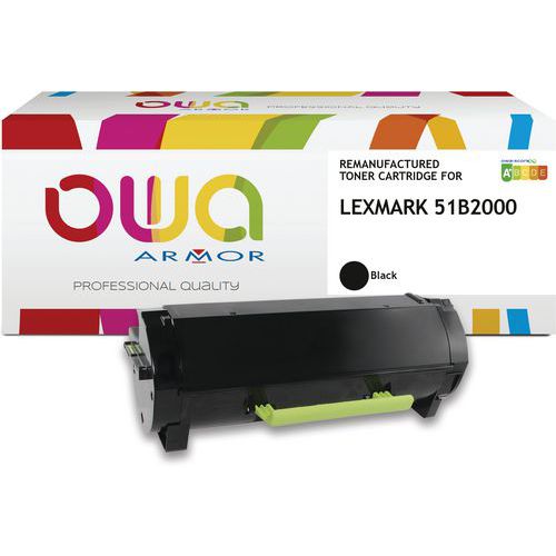 Owa - Toner Remanufacturé Noir Lexmark 51B2000 - 2500 Pages - Éco-responsable