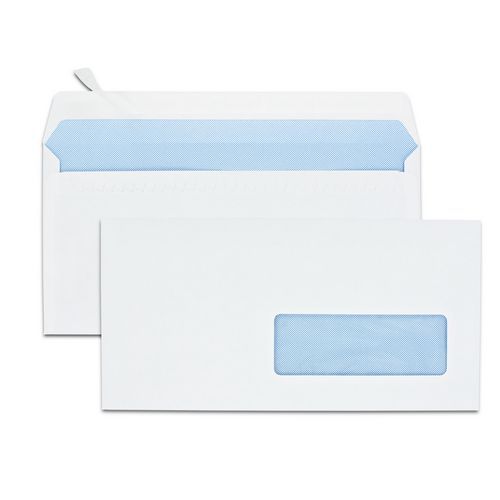 Enveloppes autocollantes blanches siligom à fenêtre 80gr 110x220mm DL thumbnail image 1