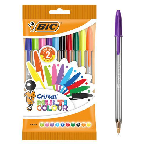 Stylo-bille Cristal Multicolour Pointe Large Assortis - Bic