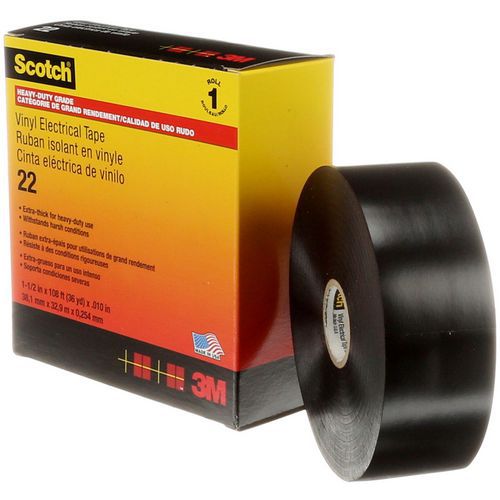 3M - Ruban vinyle isolant Scotch 22 Noir - 33m x 38mm - Électricité et Bricolage