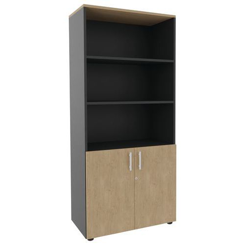 City Biblio.ouverte + Top Finition +2p Bas Chêne/carbone