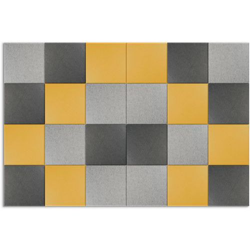 Kit Combiné 24 Dallesfeutre Pet Acoustique Jaune-30x30 Cm
