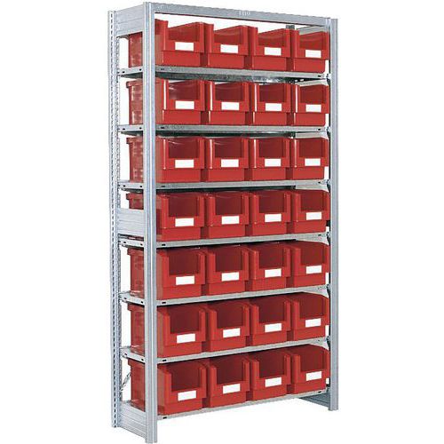 Bito - Rayonnage de stockage vertical Travée de départ - 7 tablettes, 28 bacs SK - Bleu/gris - 1850x1058x324 mm - Charge 500 kg