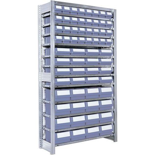 Bito - Rayonnage de stockage vertical Canti-Flex - 1850mm H x 1058mm L - 64 bacs - Acier Bleu/Gris - Montage sans outils