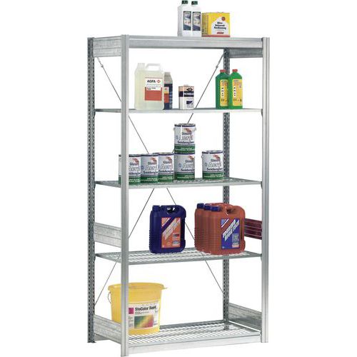 Bito - Rayonnage de stockage vertical 5 tablettes grillagées - 2000x1008x524mm - Montage rapide sans outils - Charge 800kg