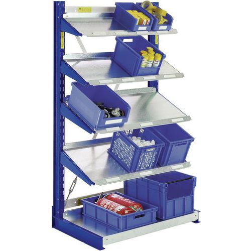 Bito - Rayonnage Cantilever Départ Double Face - Hauteur 1980mm - 4 Niveaux - Acier Galvanisé - Bleu