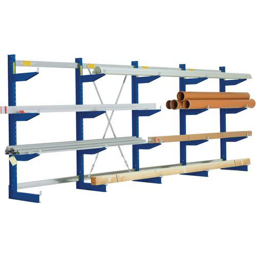 Bito - Rayonnage Cantilever Simple Face L 4295mm - 4 Niveaux - 3500kg Max - Acier Bleu - Stockage Longs Volumineux