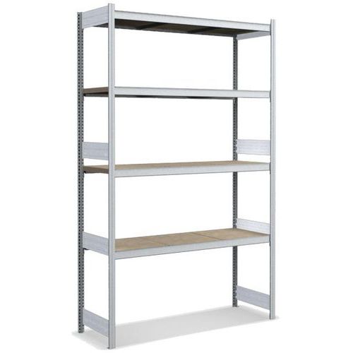 Bito - Rayonnage à tablettes bois exotique - 2500x1500x524mm - 4 niveaux 350kg/tablette - Galvanisé