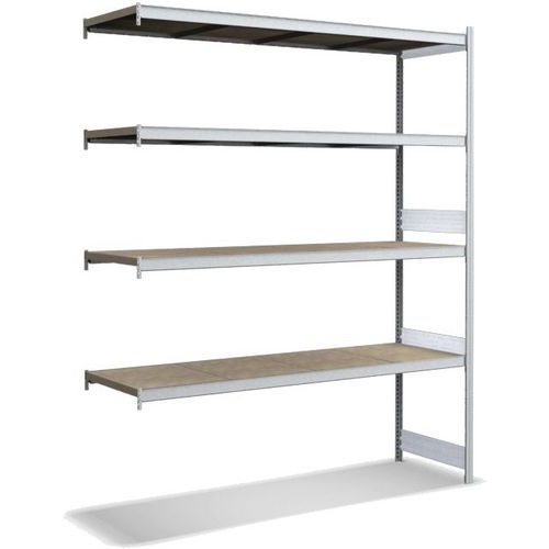 Bito - Rayonnage à tablettes 2000 mm - 4 niveaux - Charge 350 kg/tablette - Galvanisé - Bois exotique