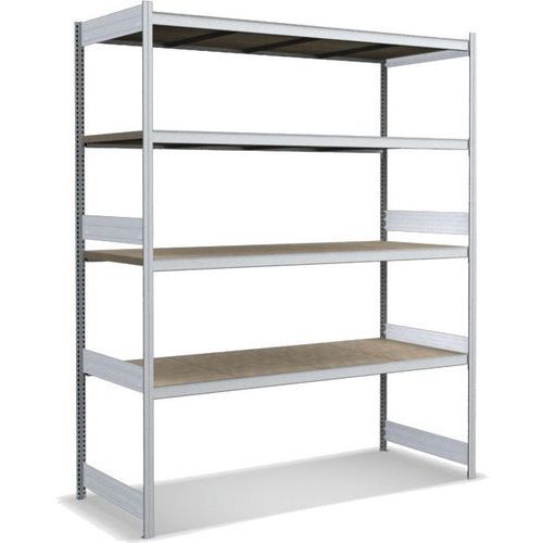 Bito - Rayonnage à tablettes galvanisé - 2500x2000x824mm - 4 niveaux - 350kg/tablette - Acier et bois exotique