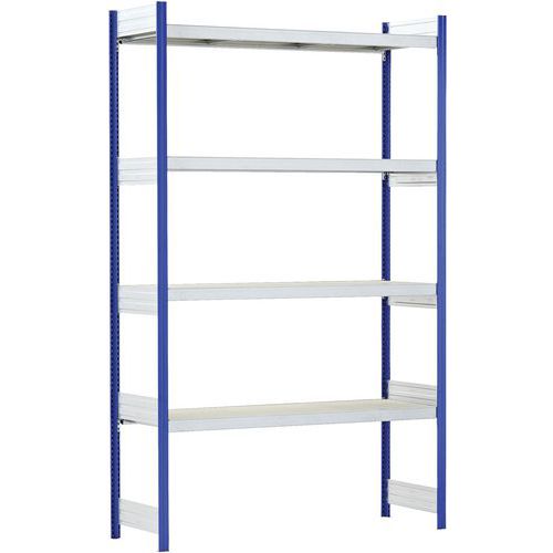 Bito - Travée d'extension de rayonnage - 2500x824x2000 mm - 4 tablettes bois exotique - 350 kg/tablette - Bleu