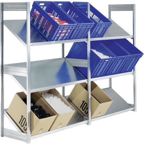 Bito - Rayonnage dynamique à tablettes inclinées 2666mm - 3 niveaux - Acier galvanisé - Charge 800kg