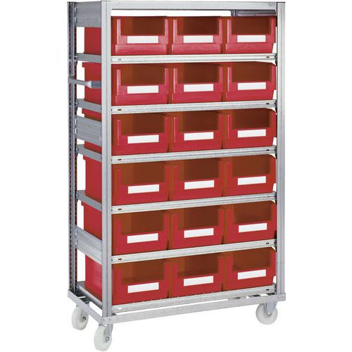 Bito - Rayonnage mobile 18 bacs Canti-Flex - Acier Bleu/gris - Stockage efficace petites pièces