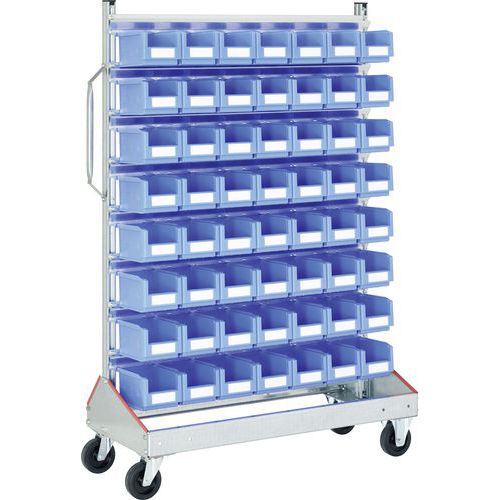 Bito - Rayonnage mobile simple face Canti-Flex - 56 bacs SK2311 bleu - Stockage efficace petites pièces