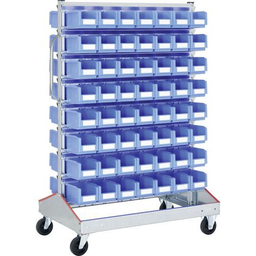 Bito - Rayonnage mobile double face Canti-Flex - 112 bacs bleus - Acier - Stockage efficace