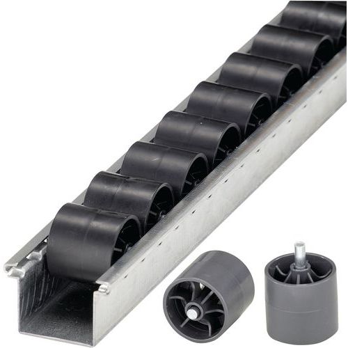 Rails à Galets En Plastique Et Axe Acier 28 Mm D'entraxe