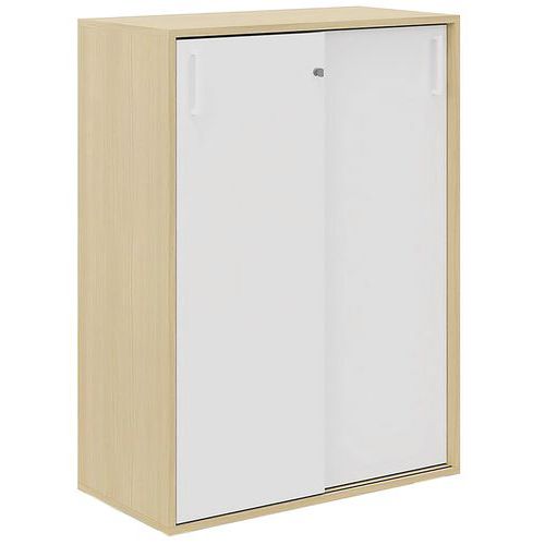 Armoire à Portes Coulissantes H.110 Cm Chêne/blanc Manutan