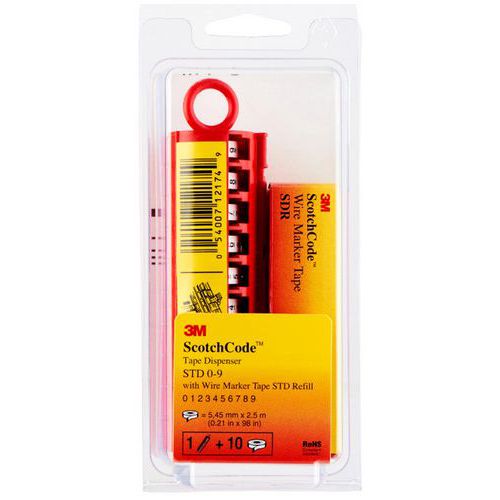3M - 3m 1 Dévidoir Std Chiffres 0-9 + Recharge 10 Rouleaux Scotchcode - 3m