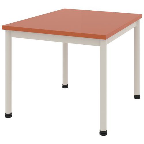 Table Comite 80x80 Cm T2 - 4p Plat Strat Abs - Orange De Sienne/blanc