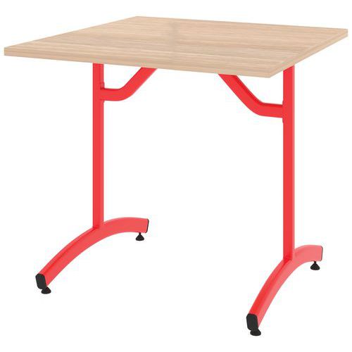 Table Tim 80x80 Cm T2 - Dl - Plat Strat Abs - Acacia/rouge 3020