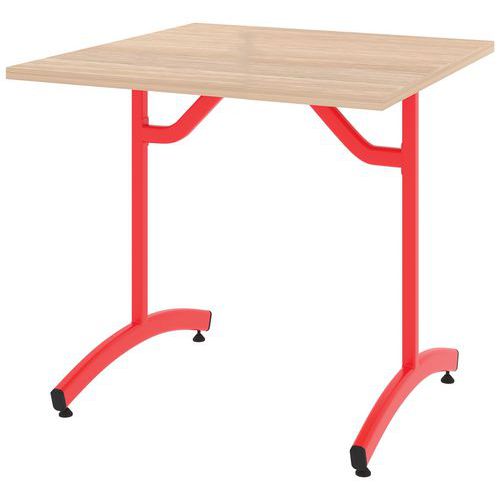 Table Tim 80x80 Cm T4 - Dl - Plat Strat Abs - Acacia/rouge 3020