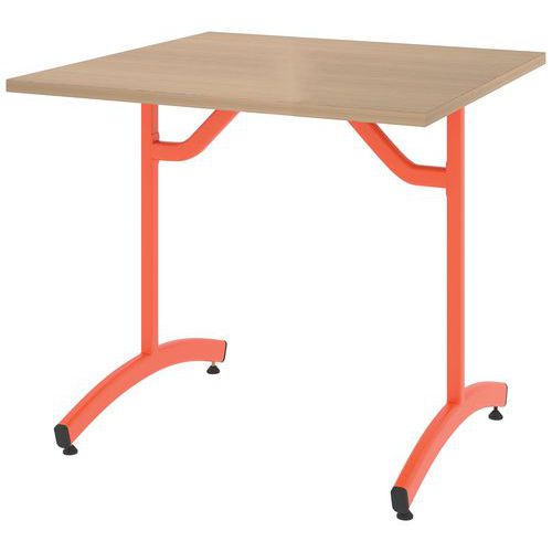 Table Tim 80x80 Cm T2 - Dl - Plat Strat Abs - Hêtre Sorano/orange 2004