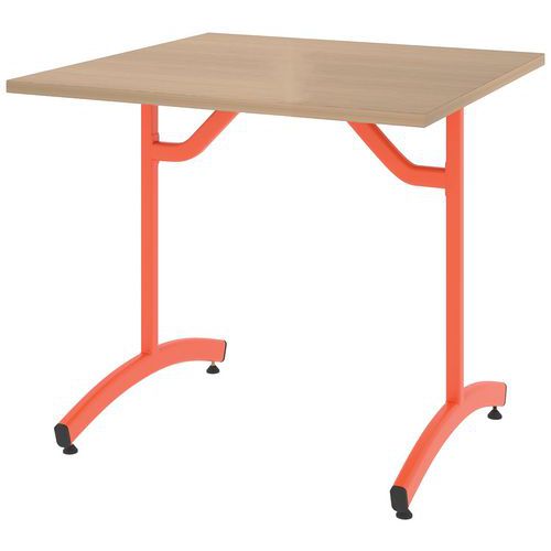 Table Tim 80x80 Cm T6 - Dl - Plat Strat Abs - Hêtre Sorano/orange 2004