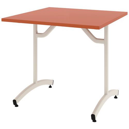 Table Tim 80x80 Cm T3 - Dl - Plat Strat Abs - Orange De Sienne/blanc