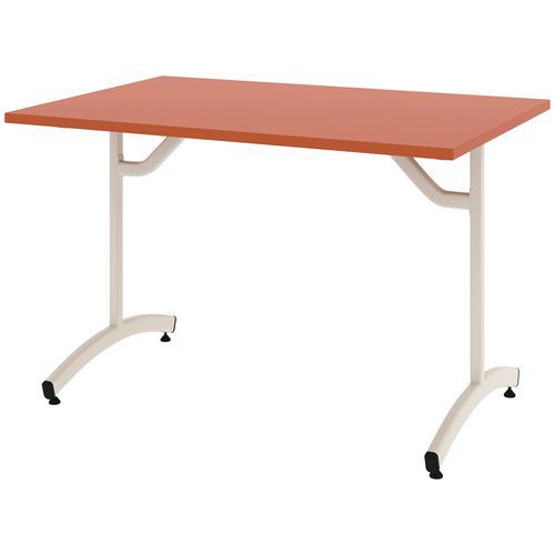 Table Tim 180x80 Cm T3 - Dl - Plat Strat Abs - Orange De Sienne/blanc