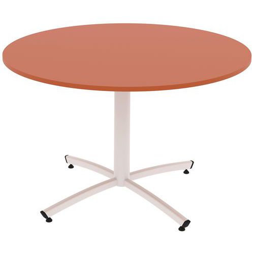 Table Tim Ã˜ 120 Cm T2 - Pc - Plat Strat Abs - Orange De Sienne/blanc
