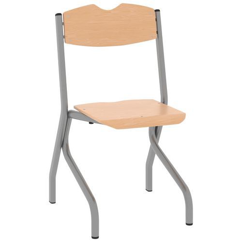 Chaise Tim Ast - T6 - Piètement Acier - Hêtre Naturel/gris Arg