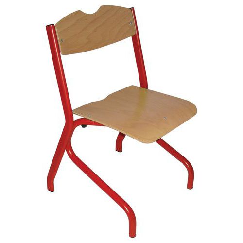 Chaise Tim Ast - T3 - Piètement Acier - Hêtre Naturel/rouge 3020