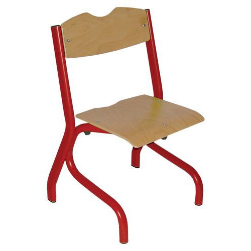 Chaise Tim Ast - T4 - Piètement Acier - Hêtre Naturel/rouge 3020