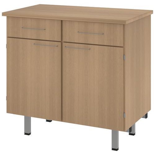 Buffet Viva 2p 2t Sans Serrure - Hêtre Naturel Sorano/gris Argent