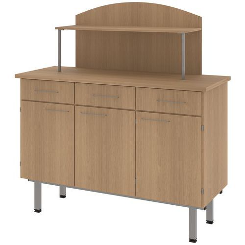 Buffet Viva 3p 3t Surmeub Avec Serrure - Hêtre Nat Sorano/gris Argent