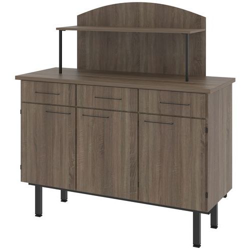 Buffet Viva 3p 3t Surmeuble Avec Serrure - Chêne Bardolino/carbone
