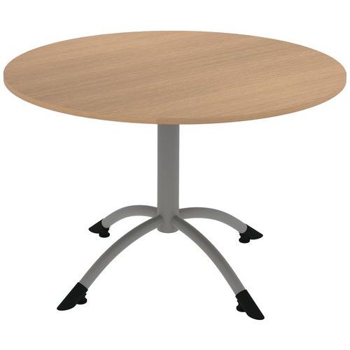 Table Cantate Fixe Ã˜ 120 Cm Pc Hêtre Naturel Sorano/gris Argent