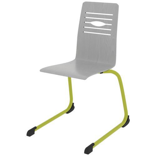 Chaise Coque Yoga Piètement Luge Acier - Gris/vert Granny