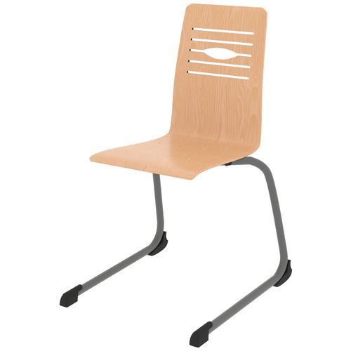 Chaise Coque Yoga Piètement Luge Acier - Hêtre Naturel/gris Argent