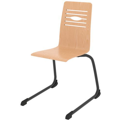 Chaise Coque Yoga Piètement Luge Acier - Hêtre Naturel/carbone