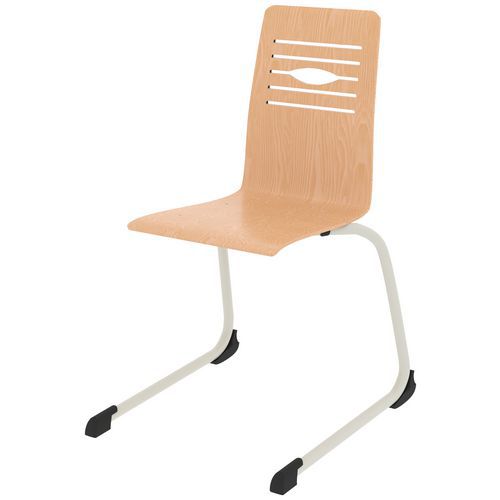 Chaise Coque Yoga Piètement Luge Acier - Hêtre Naturel/blanc