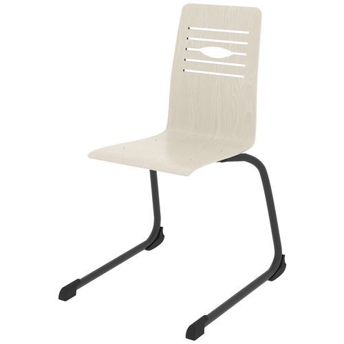 Chaise Coque Yoga Piètement Luge Acier - Blanc Pastel/carbone