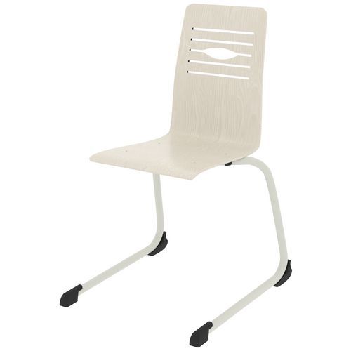 Chaise Coque Yoga Piètement Luge Acier - Blanc Pastel/blanc