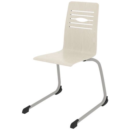 Chaise Coque Yoga Piètement Luge Acier - Blanc Pastel/gris Argile