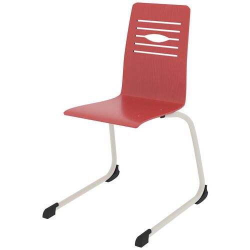 Chaise Coque Yoga Piètement Luge Acier - Rouge Chinois/blanc