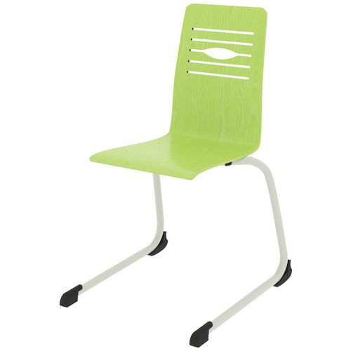 Chaise Coque Yoga Piètement Luge Acier - Carambole/blanc