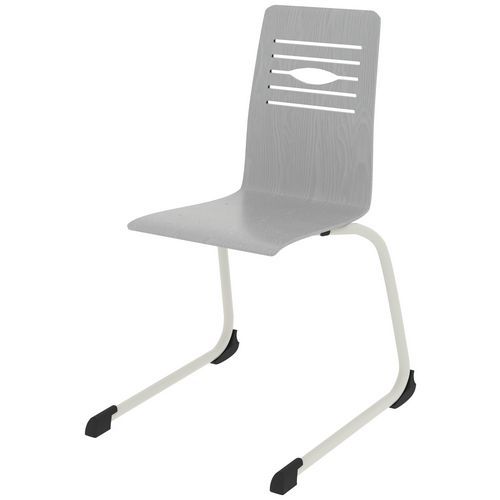 Chaise Coque Yoga Piètement Luge Acier - Gris/blanc